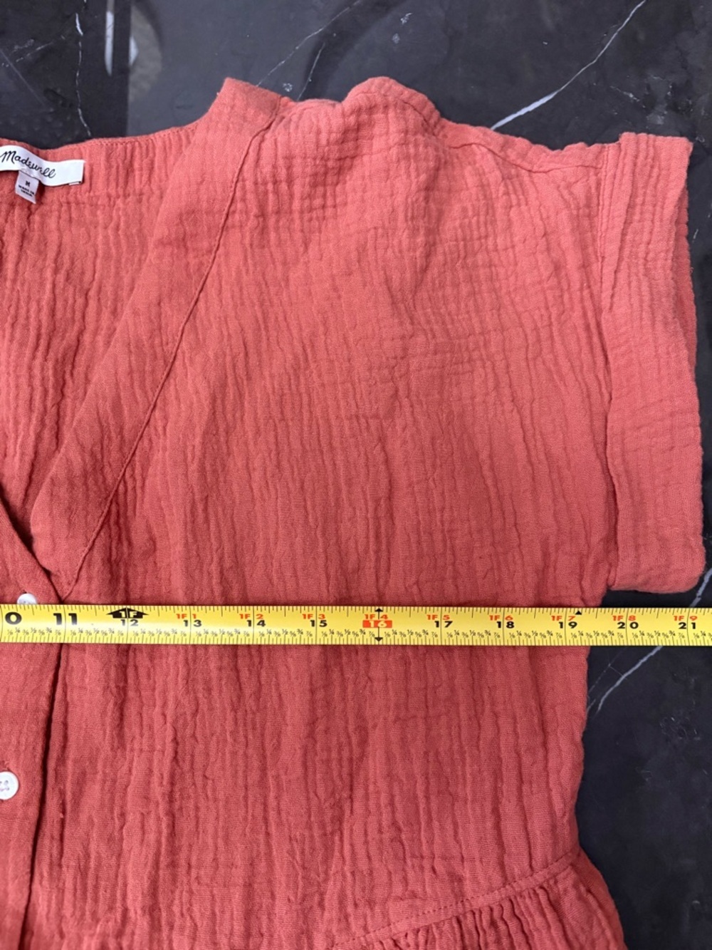 Madewell Lightspun Cuff-Sleeve Button-Front Tiered Mini Dress Boho Size Medium - Picture 10 of 11
